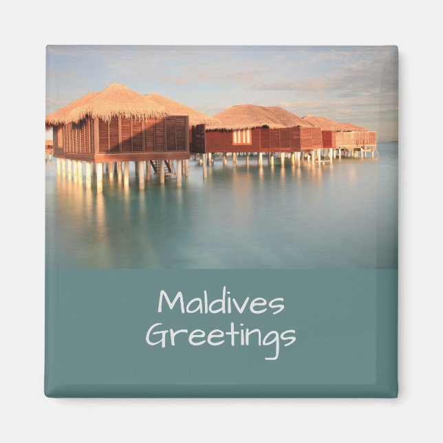 Maldives Paradise Beach Bungalows Souvenir Magnet (Framsidan)