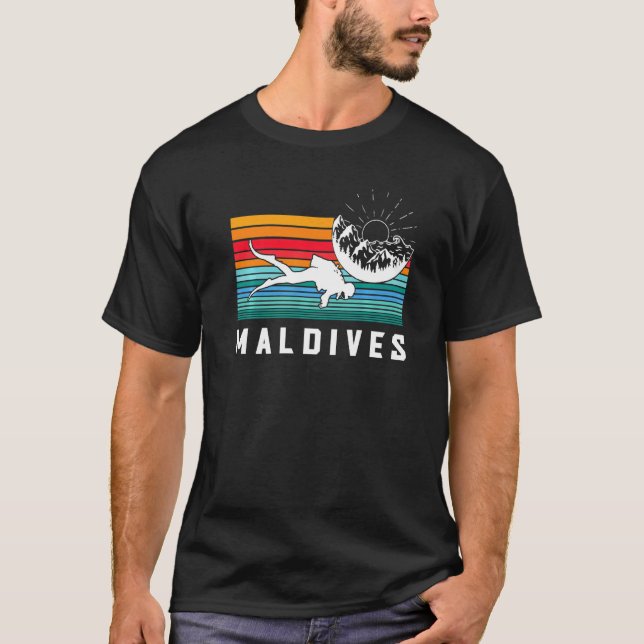 Maldives Scuba Diving Maldives Souvenir Diver   T Shirt (Framsida)