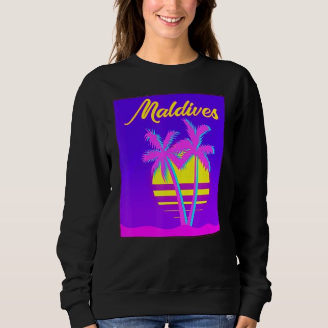 Maldives Travel Summer Vacation Beach T Shirt (Framsida)