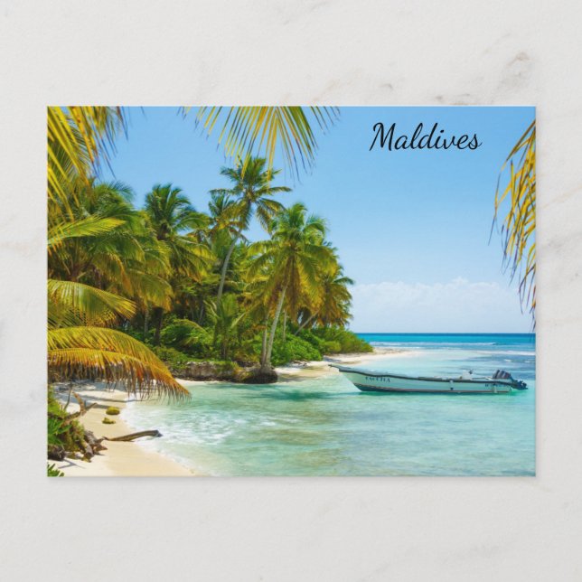 Maldives Tropical Island Ocean Beach Travel Photo Vykort (Framsida)
