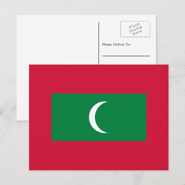 Maldiviska Flagga, Maldivernas Flagga Vykort (Fram/baksida)
