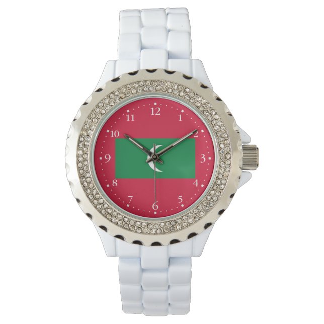 Maldiviska flaggan armbandsur (Framsida)
