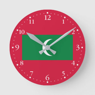 Maldiviska flaggan rund klocka
