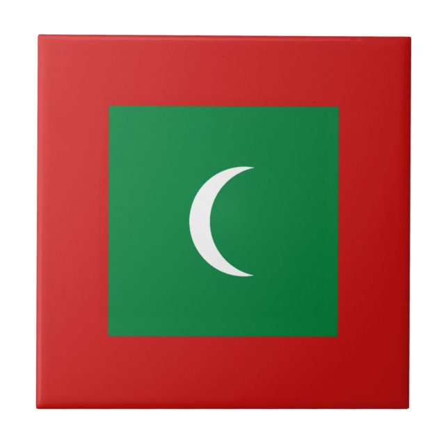 Maldiviska flaggans keramiska platta kakelplatta (Framsidan)