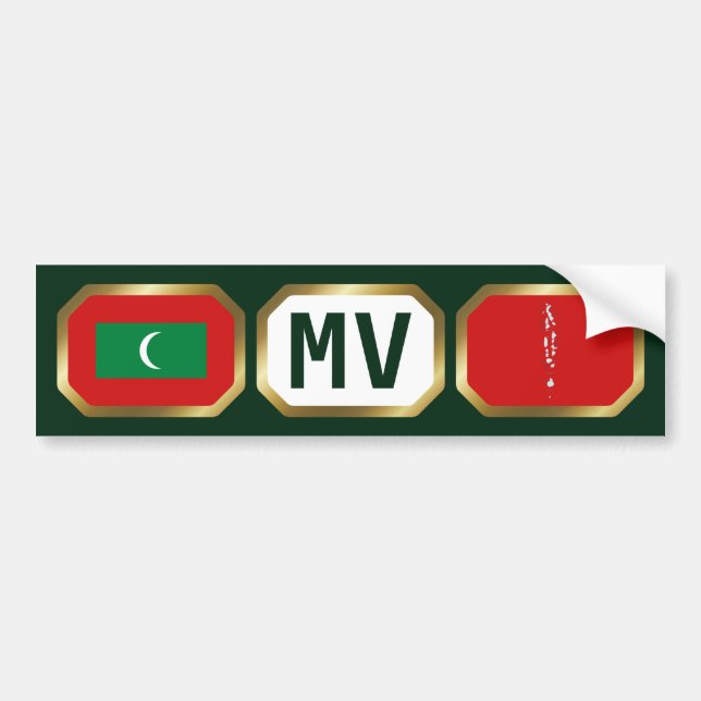 Maldiviska flaggkartans koddekal bildekal (Framsidan)