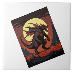 Måldragon. Kakelplatta