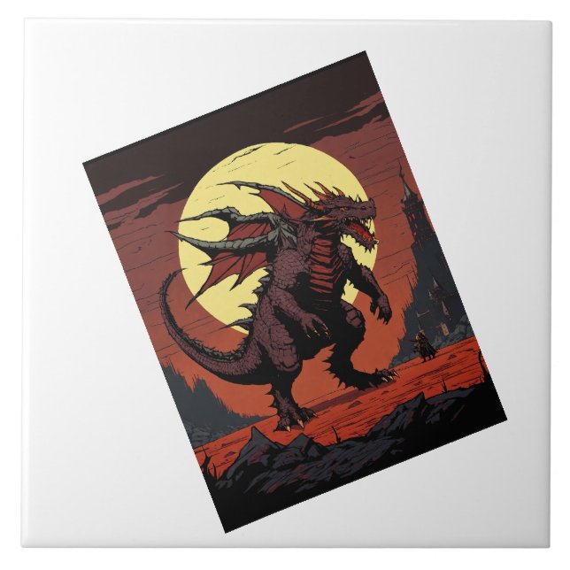 Måldragon. Kakelplatta (Framsidan)