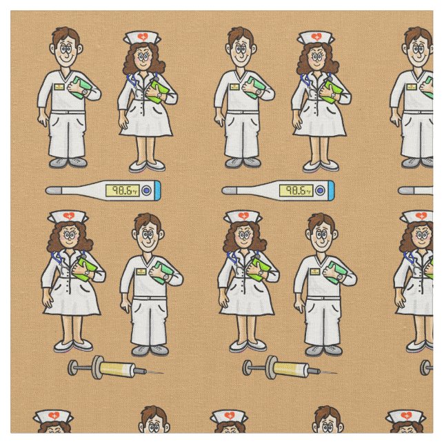 Male and Female Nurses Fabric Tyg (Närbild)