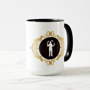 Male Bartender White Silhouette Mugg med Namn
