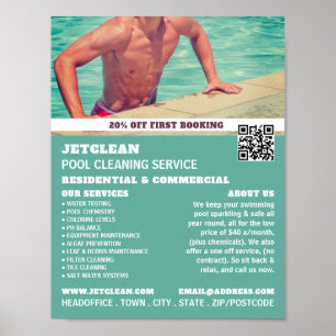 Male Bganska Porträtt, Swimming Bassäng Städning Poster