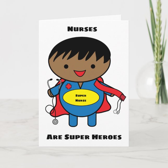 Male Black Nurses Toppen Hero Kawaii Personalize Kort (Framsida)