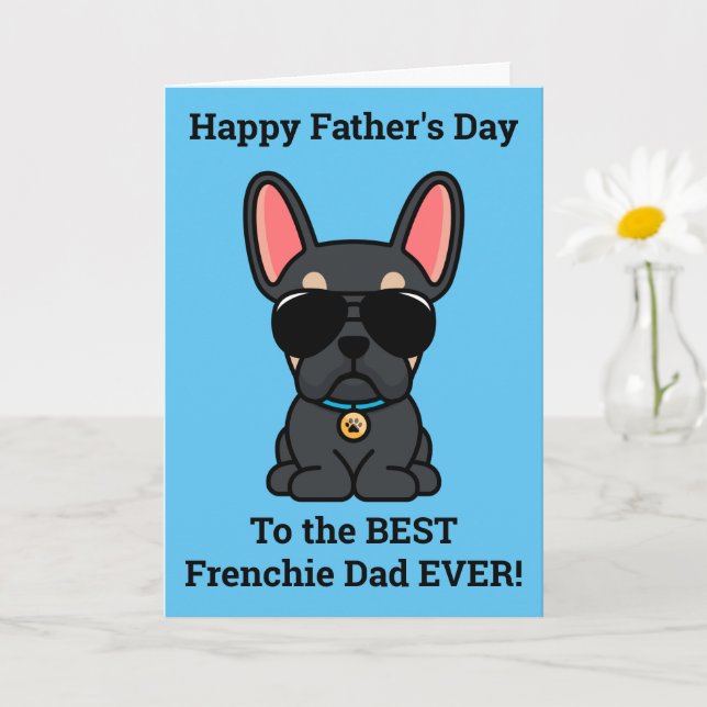 Male Black Tan Fransk Bulldog Fars dag Card Kort (Liten växt)