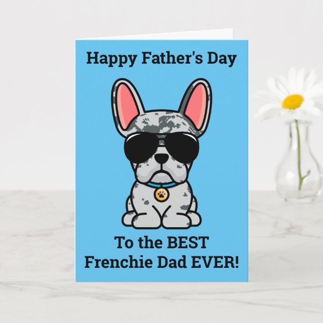 Male Blue Merle Fransk Bulldog Fars dag Card Kort (Liten växt)