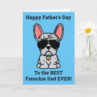 Male Blue Merle Fransk Bulldog Fars dag Card Kort