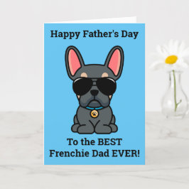 Male Blue Tan Fransk Bulldog Fars dag Card Kort