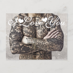 Male Body Tattoo Photo I Kärlek You Vykort