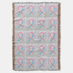 Male Breast Canceness Ribbon Throw Blanket Filt