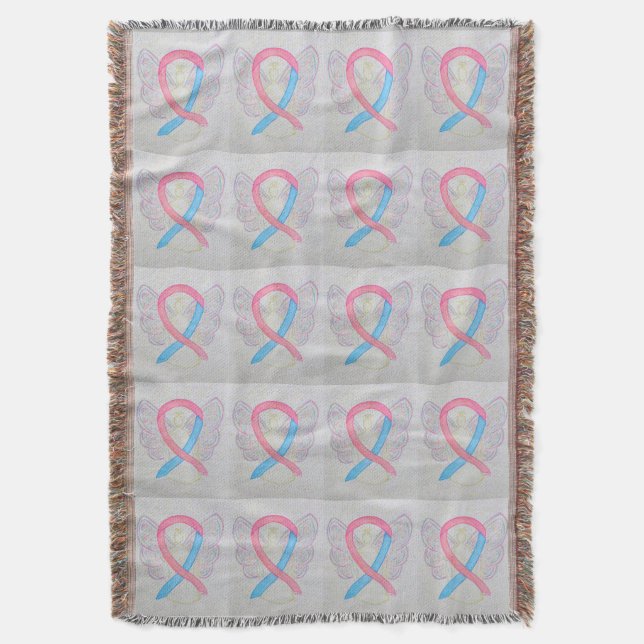Male Breast Canceness Ribbon Throw Blanket Filt (Framsidan Vertikal)