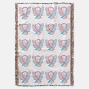 Male Breast Canceness Ribbon Throw Blanket Filt