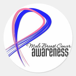 Male Breast Cancer Awareness Grunge Ribbon Runt Klistermärke