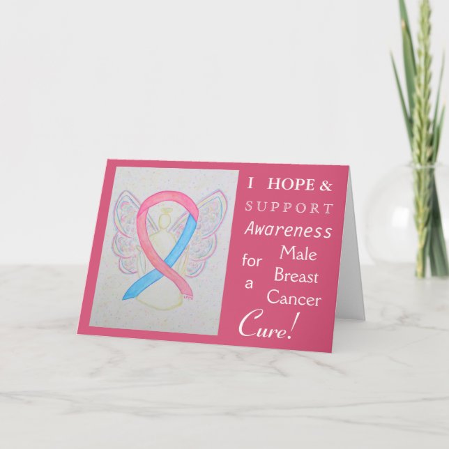 Male Breast Cancer Awareness Ribbon Greeting Card Helgkort (Framsida)