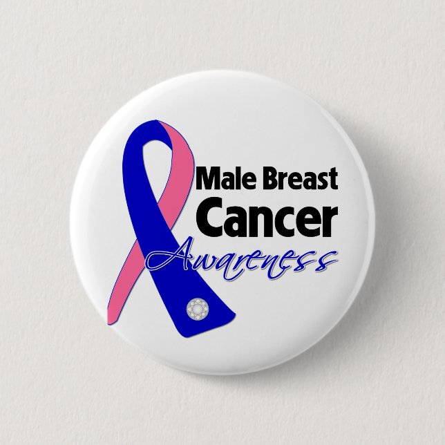 Male Breast Cancer Awareness Ribbon Knapp (Framsida)