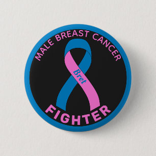 Male Breast Cancer Fighter Ribbon Black Button Knapp