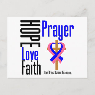Male Breast Cancer Hope Kärlek Faith Prayer Kor Vykort