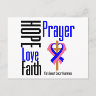 Male Breast Cancer Hope Kärlek Faith Prayer Kor Vykort