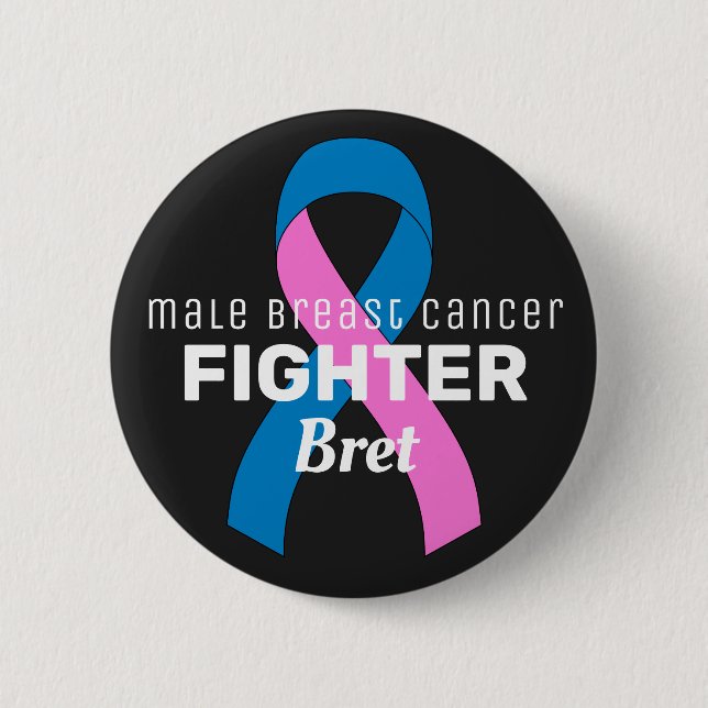 Male Breast Cancer Ribbon Black-knapp Knapp (Framsida)