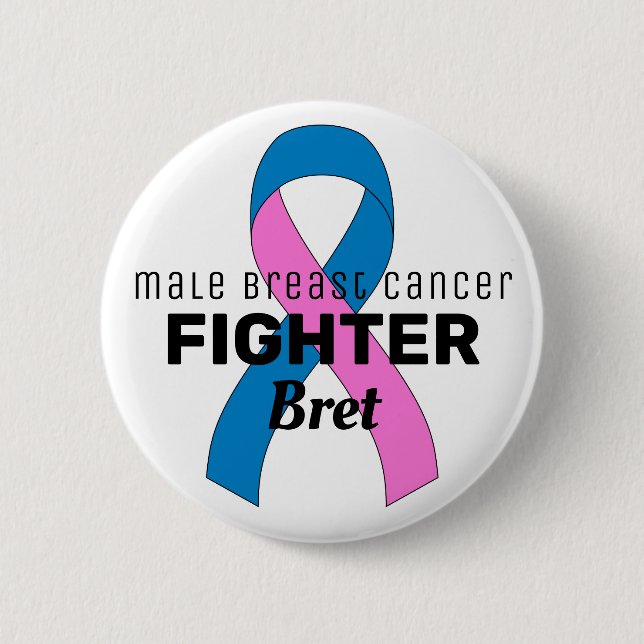 Male Breast Cancer Ribbon White Button Knapp (Framsida)