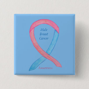 Male Breast Cancer Rosa Awareness Ribbon Pin Knapp