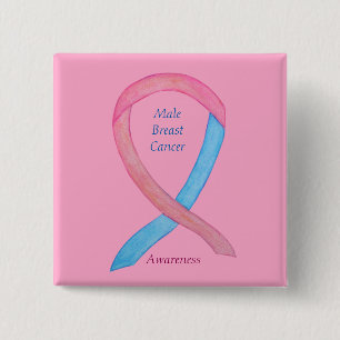 Male Breast Cancer Rosa Awareness Ribbon Pin Knapp