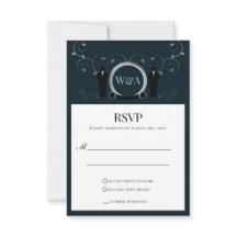 Male Bröllop Silver Blue Monogram LGBTQ OSA kort