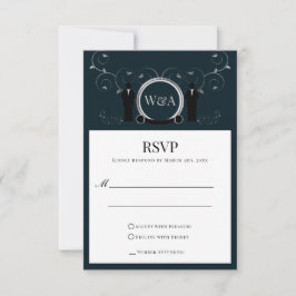 Male Bröllop Silver Blue Monogram LGBTQ OSA kort
