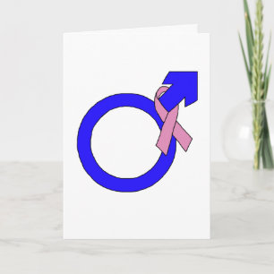 Male Bröstcancer medvetenhet Icon-hälsningskort Kort
