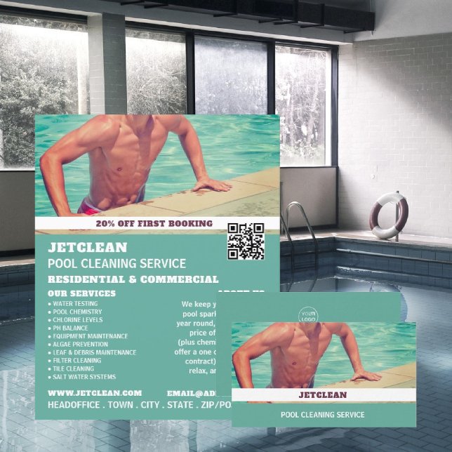 Male Bstead Porträtt, Swimming Bassäng Cleaner Visitkort (Skapare uppladdad)