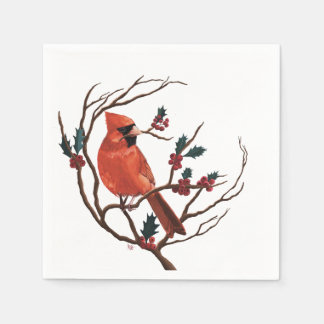 Male Cardinal Holiday Napkin Pappersservett