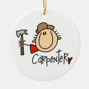Male Carpenter Julgransprydnad Keramik