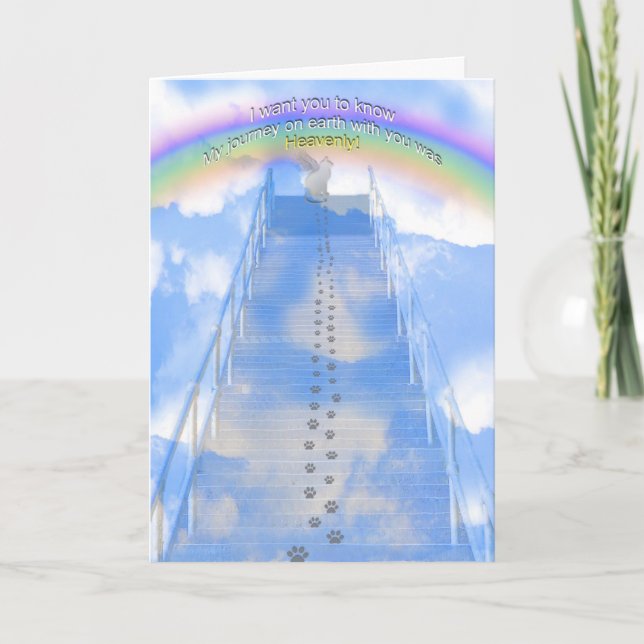 Male Cat Sympathy Card - trappväg till himlen Kort (Framsida)