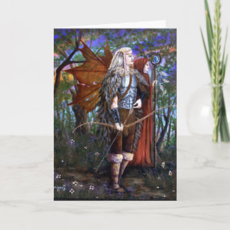 Male Celtic Fairy with Bow Warrior Artist Card Kort
