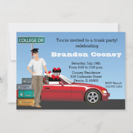 Male College Trunk Party Studenten går vidare Inbjudningar