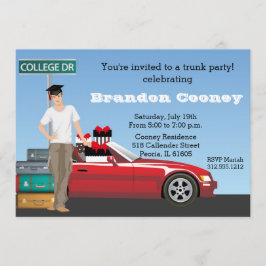 Male College Trunk Party Studenten går vidare Inbjudningar