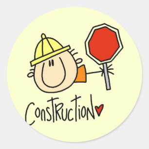 Male Construction Worker Runt Klistermärke