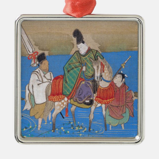 Male Courtier on Horseback Crossing River (1839) Julgransprydnad Metall (Framsidan)