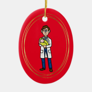 Male Doktor Holding Baby jul Ornament
