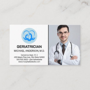 Male Doktor i Lab Jackar Geriatrician Visitkort