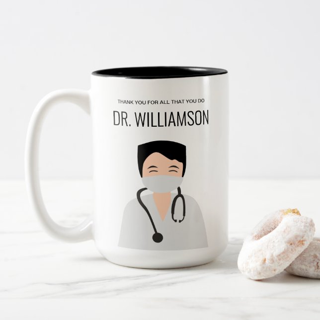 Male Doktor, illustration tack Två-Tonad Mugg (Med munk)
