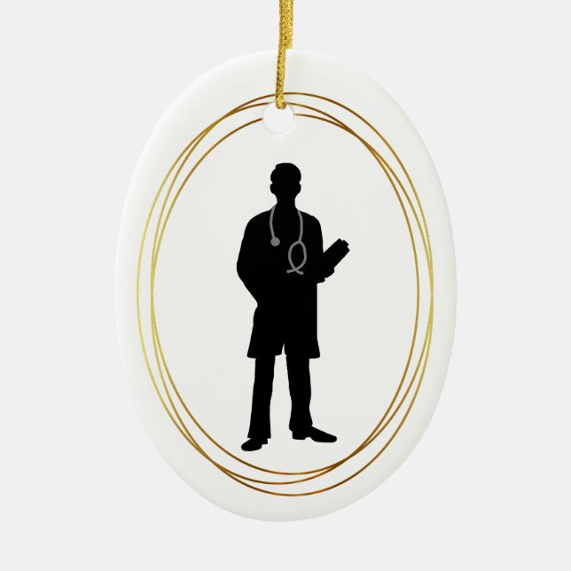 Male Doktor Silhouette-julprydnad Julgransprydnad Keramik (Framsidan)