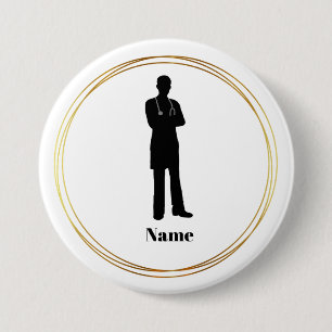Male Doktor Silhouette Namn Button #2 Knapp